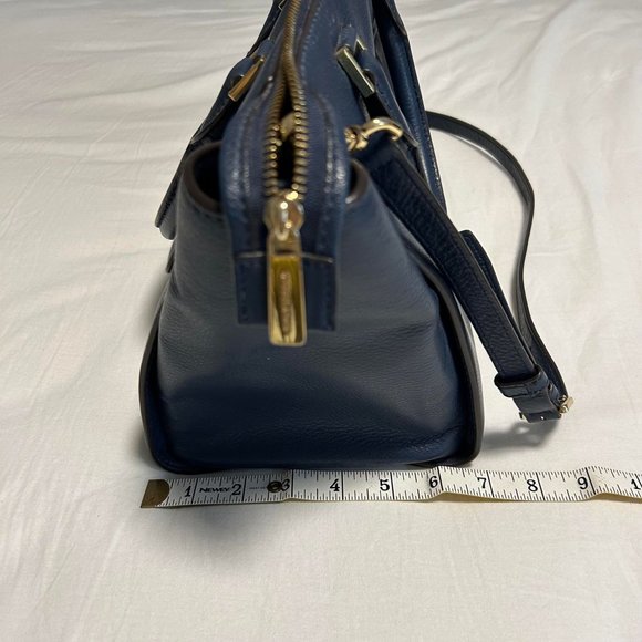 Michael Kors Hudson | Large Leather Satchel Shoulder Bag | Navy Blue - Picture 13 of 13